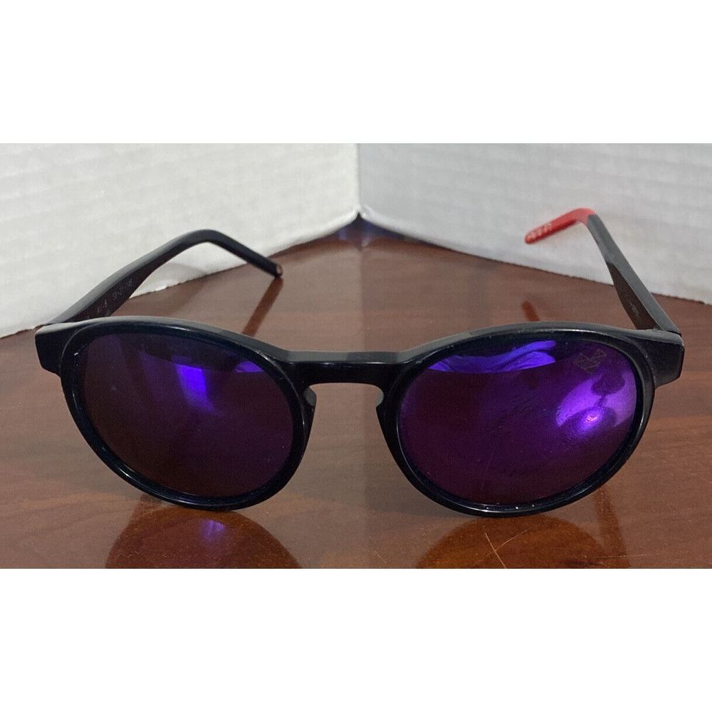 Vintage Rare VYSEN Black Red Trim Aviva AV-6 Acetate Sunglasses 50-21 145mm